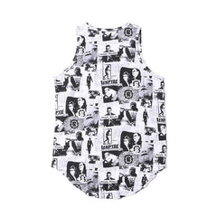 Full Printed Curved Hem Longline Tank Top