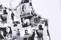 Full Printed Curved Hem Longline Tank Top