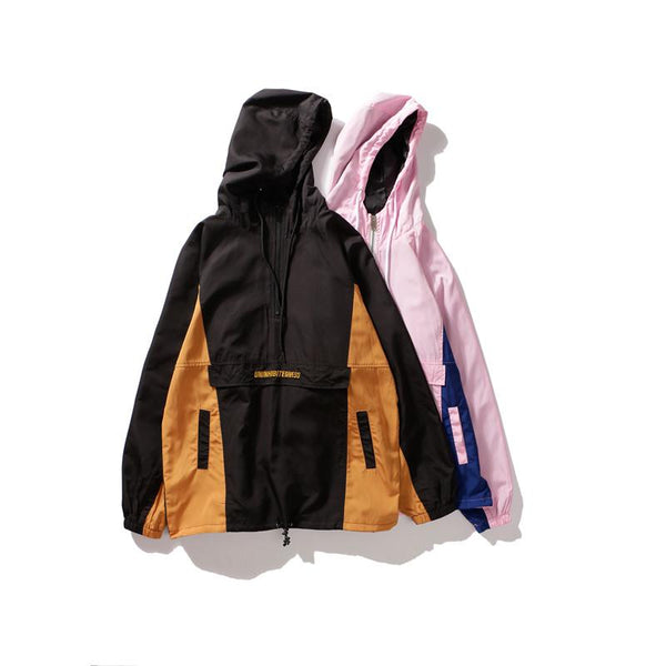 Off-shoulder Color Block Patchwork Jacket