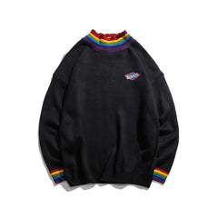 Rainbow Collar Pullover Sweater