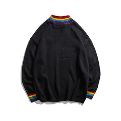Rainbow Collar Pullover Sweater