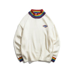 Rainbow Collar Pullover Sweater