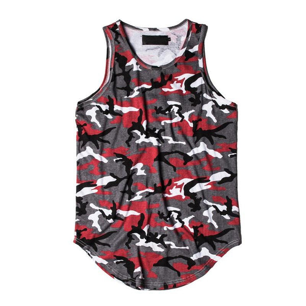 Camouflage Curved Hem Longline Tank Top