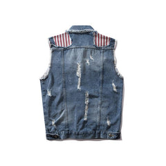 Ripped Patchwork Denim Vest