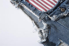 Ripped Patchwork Denim Vest