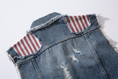 Ripped Patchwork Denim Vest