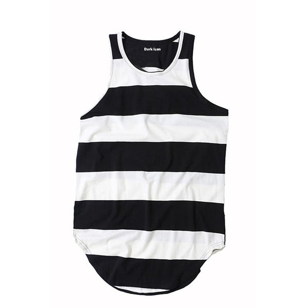Striped Curved Hem Longline Tank Top