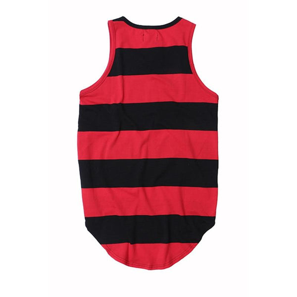 Striped Curved Hem Longline Tank Top