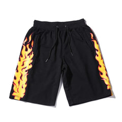 Flame Print Beach Shorts