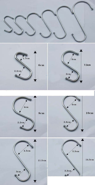 10PC Metal S Shaped Hooks