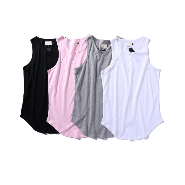 Solid Color Curved Hem Longline Tank Top