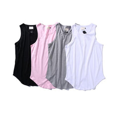 Solid Color Curved Hem Longline Tank Top