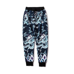 Blue Dragon Print Sweatpants