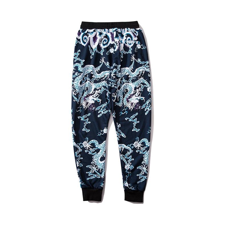 Blue Dragon Print Sweatpants
