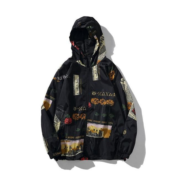 Rose Full Print Windbreaker Jacket