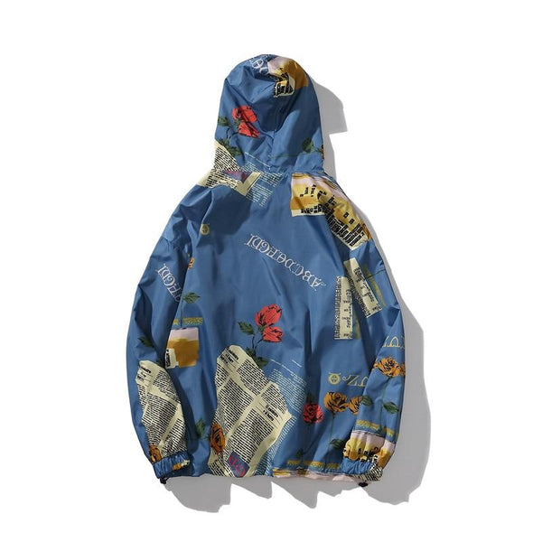 Rose Full Print Windbreaker Jacket