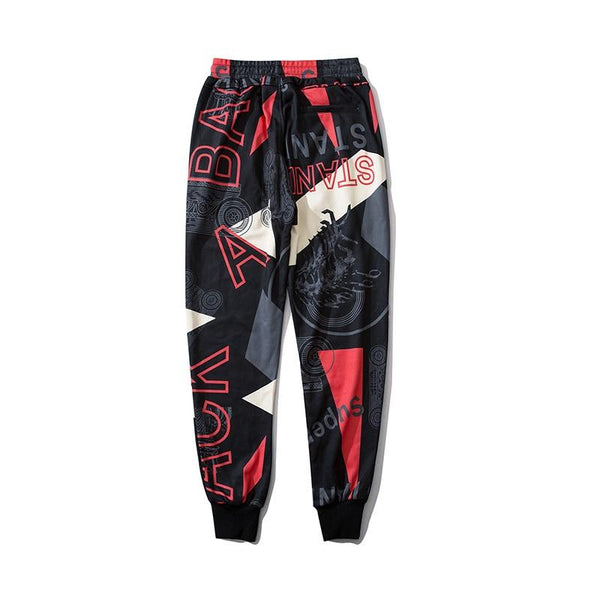 All Over Print Black Sweatpants