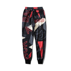 All Over Print Black Sweatpants