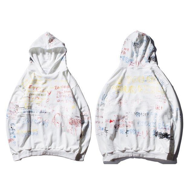 Patchwork Graffiti Print Hoodie