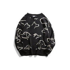 Retro Dog Pattern Knitted Sweater