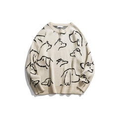 Retro Dog Pattern Knitted Sweater