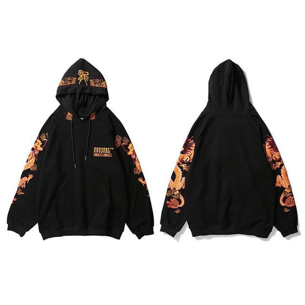 Unusual Dragon Print Hoodie