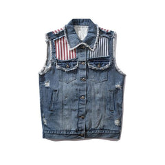 Ripped Patchwork Denim Vest
