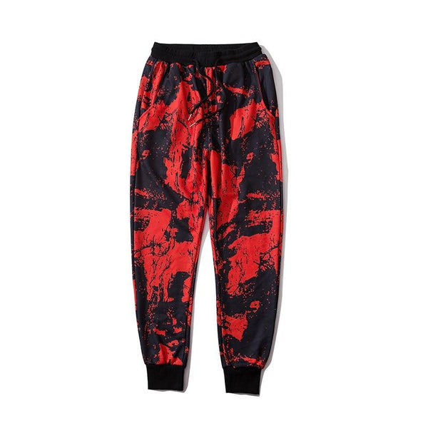 Dark Red Tie Dye Print Sweatpants