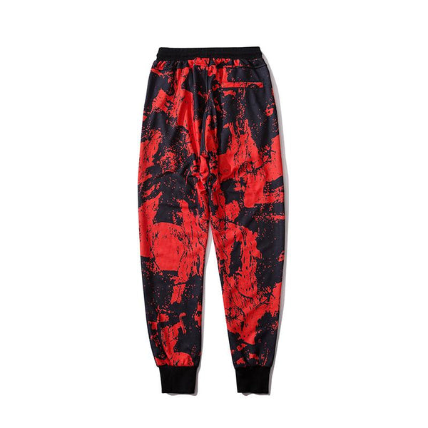 Dark Red Tie Dye Print Sweatpants
