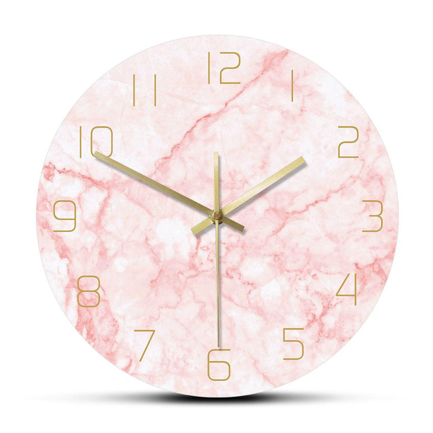 Natural Pink Marble Round Wall Clock