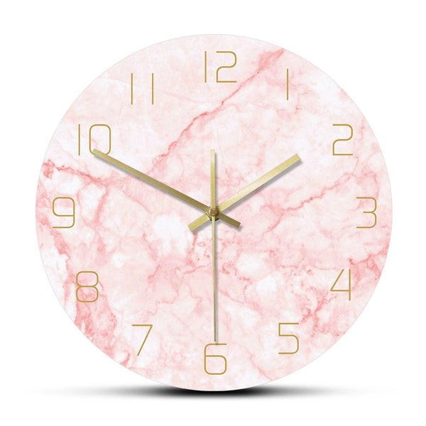 Natural Pink Marble Round Wall Clock