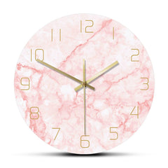 Natural Pink Marble Round Wall Clock