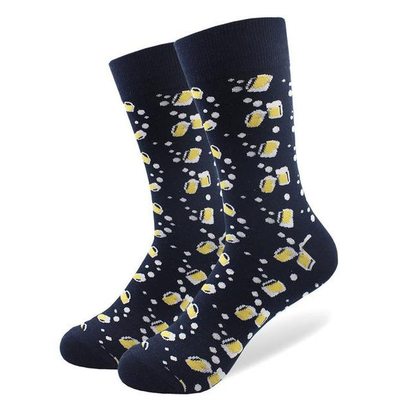 Beer Stein Pattern Crew Cotton Socks