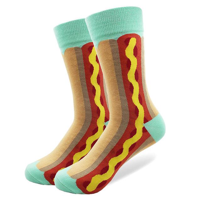 Hotdog Pattern Crew Cotton Socks