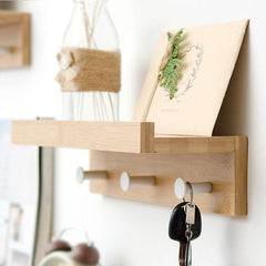 Creative Wooden Wall Storage Rack With Hooks