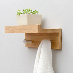 Creative Wooden Wall Storage Rack With Hooks