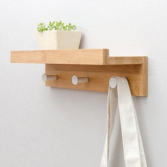 Creative Wooden Wall Storage Rack With Hooks