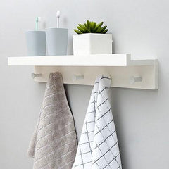 Creative Wooden Wall Storage Rack With Hooks
