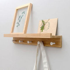 Creative Wooden Wall Storage Rack With Hooks
