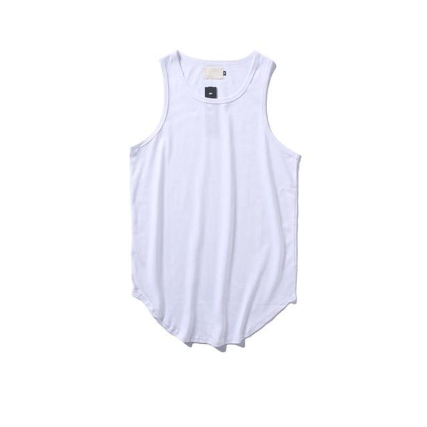 Solid Color Curved Hem Longline Tank Top