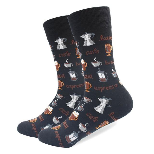 Espresso Pattern Crew Cotton Socks