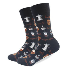 Espresso Pattern Crew Cotton Socks