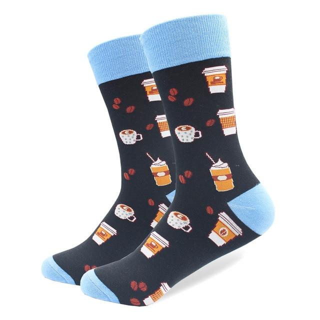 Coffee Pattern Crew Cotton Socks