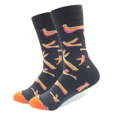 Palm Dove Pattern Crew Cotton Socks