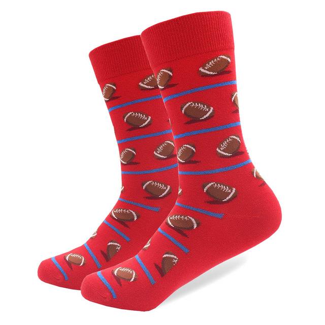 Football Pattern Crew Cotton Socks