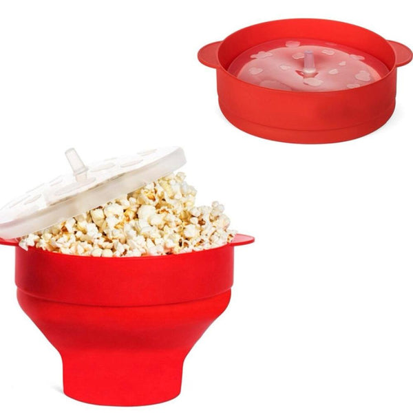 Microwave-Friendly Foldable Popcorn Bucket with Lid