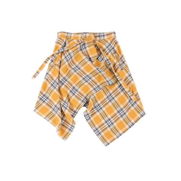 Side Pocket Plaid Skirt