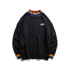 Rainbow Collar Pullover Sweater