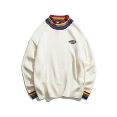 Rainbow Collar Pullover Sweater