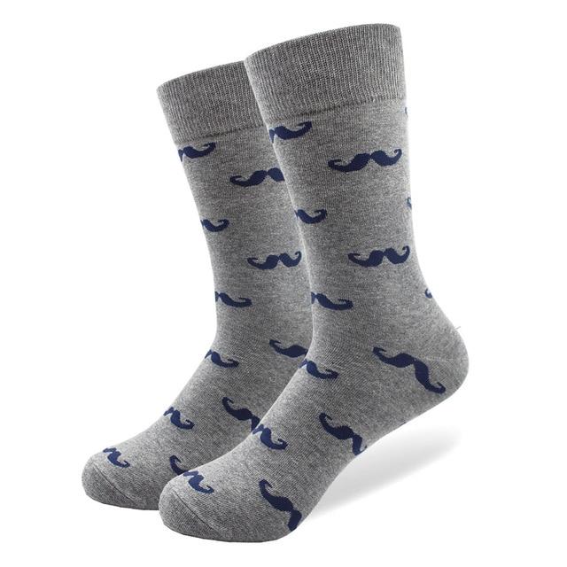 Mustache Pattern Crew Cotton Socks